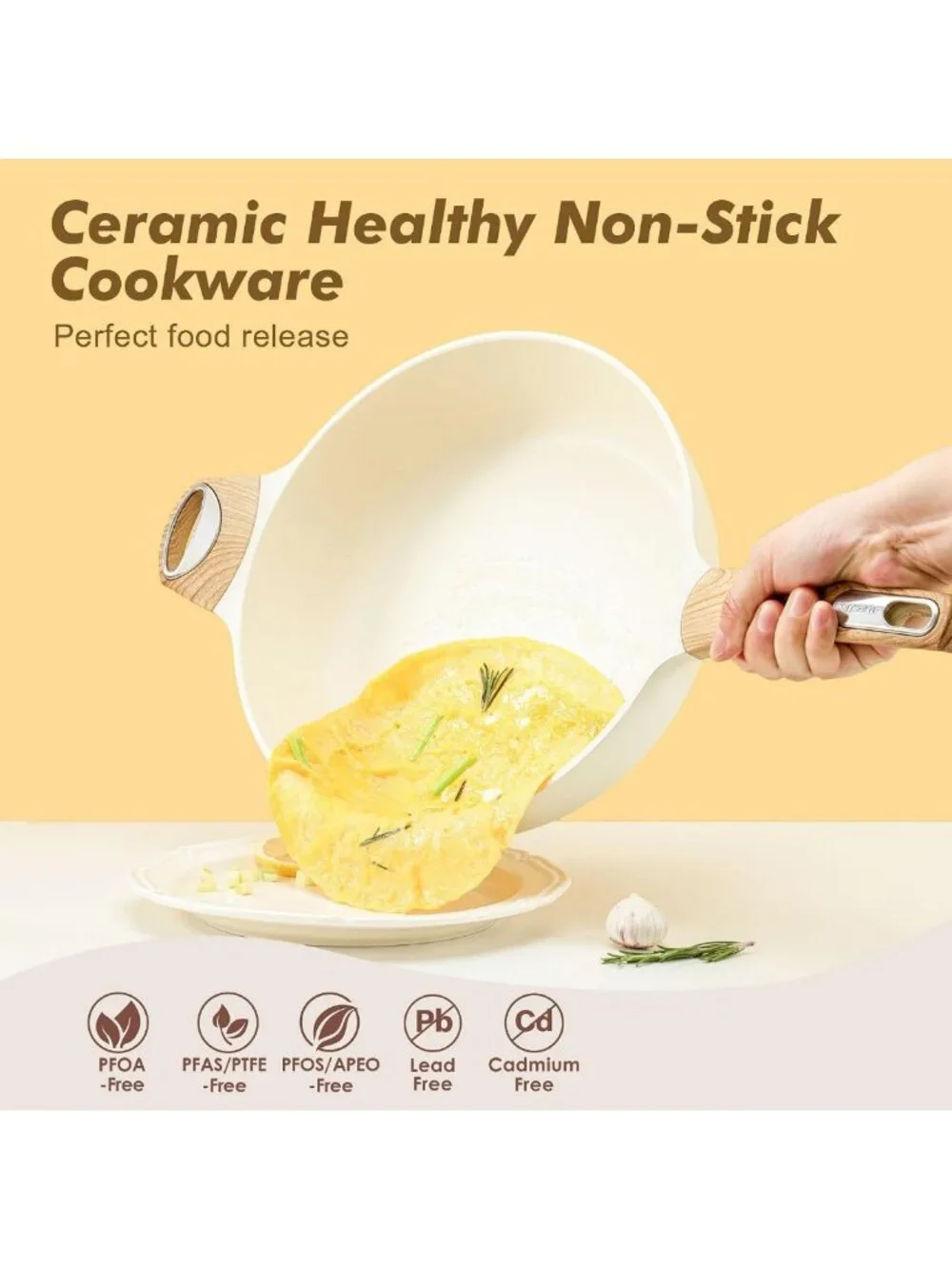 12-Inch Nonstick Ceramic Frying Pan with Lid, Deep Saute Pan, Induction